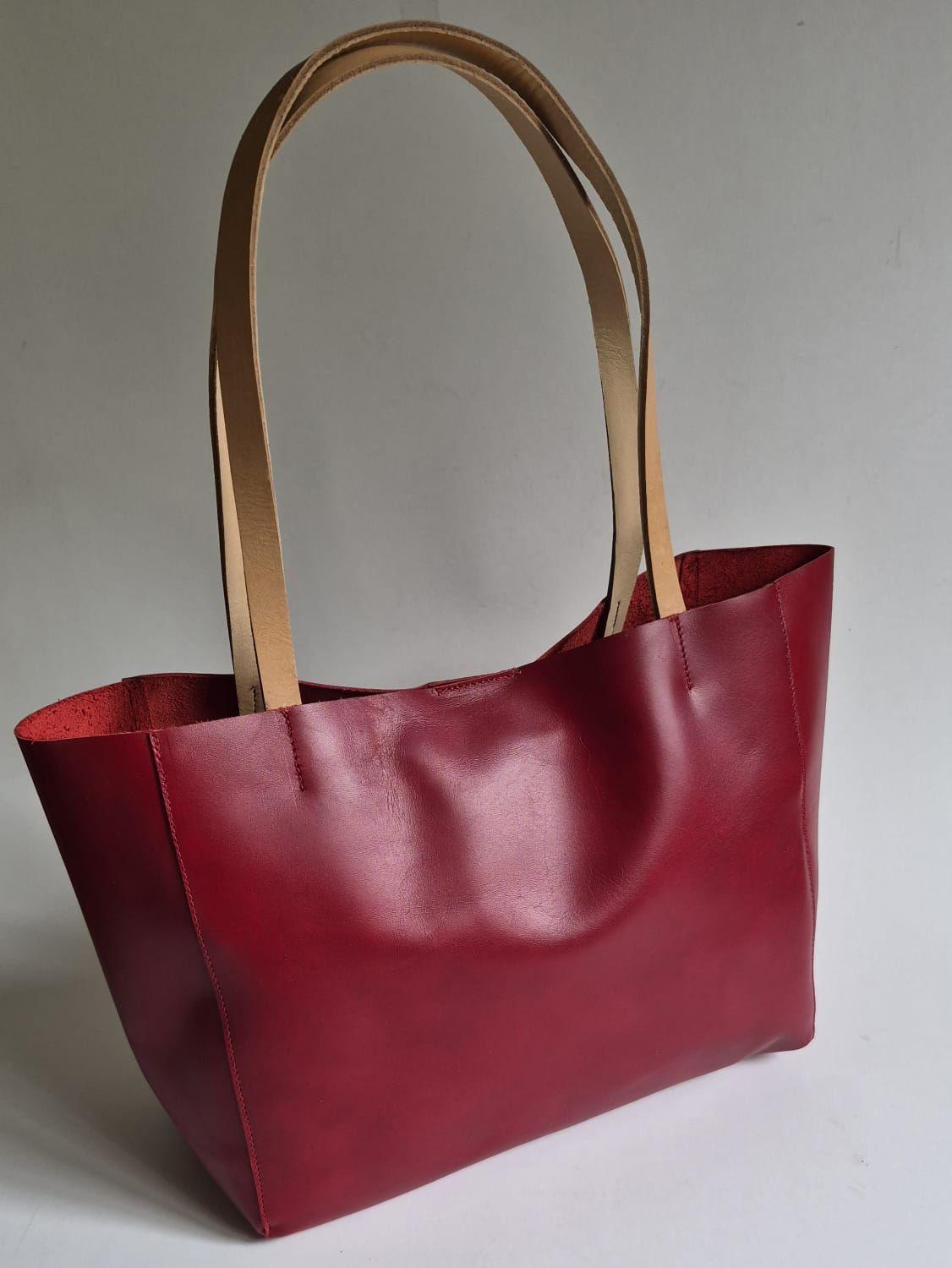 Cartera Cuero Mediana Tote Rojo-3