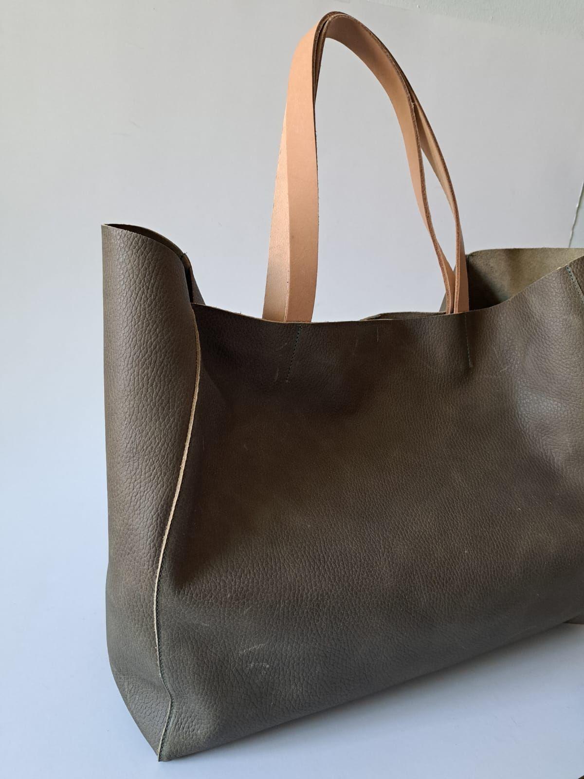Cartera Tote Cuero Verde Olivo-3