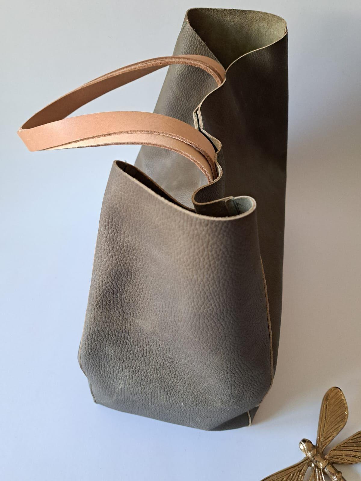 Cartera Tote Cuero Verde Olivo-2