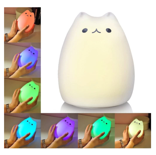 Lámpara Led Silicona Espanta Cuco Suave Gato Portátil-3