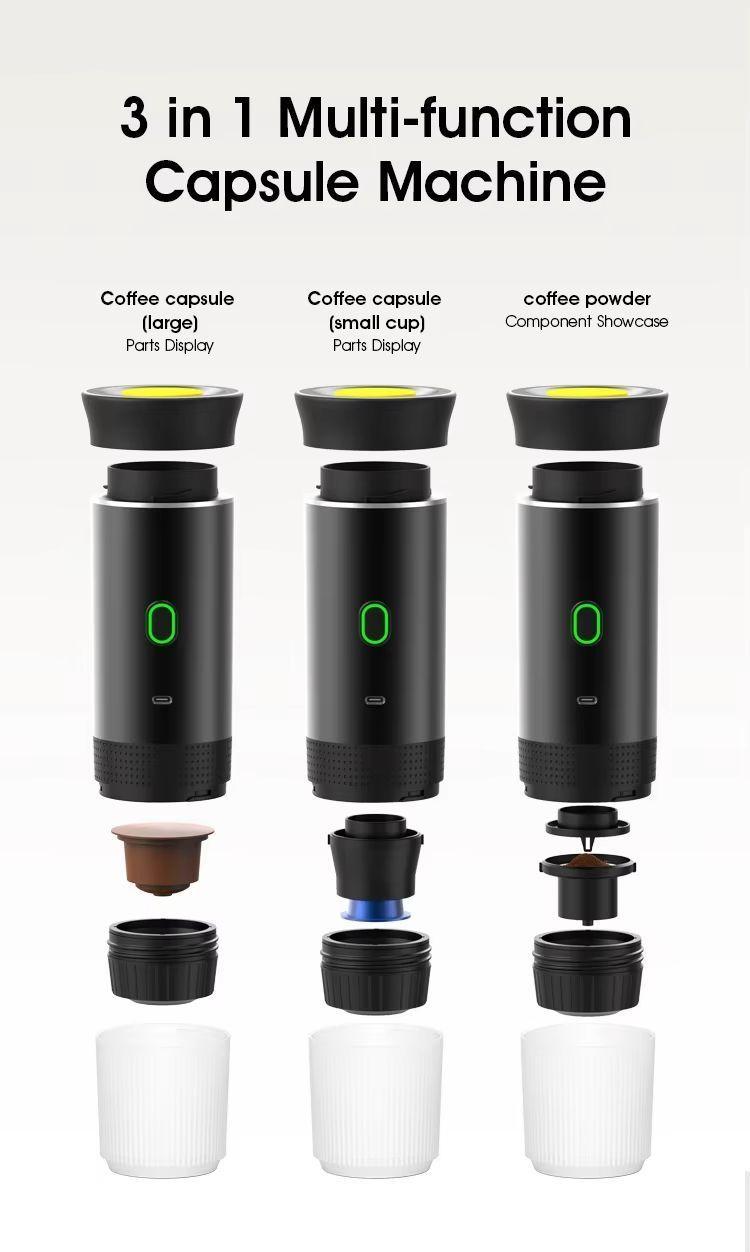 Máquina De Café Espresso Portátil Recargable 3 En 1 Cápsulas y Molido-6