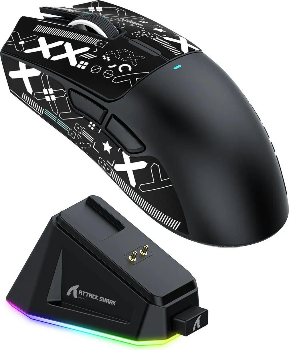 Ratón Gamer X11 Attack Shark 22000 Dpi Paw3311 Dock Rojo-2