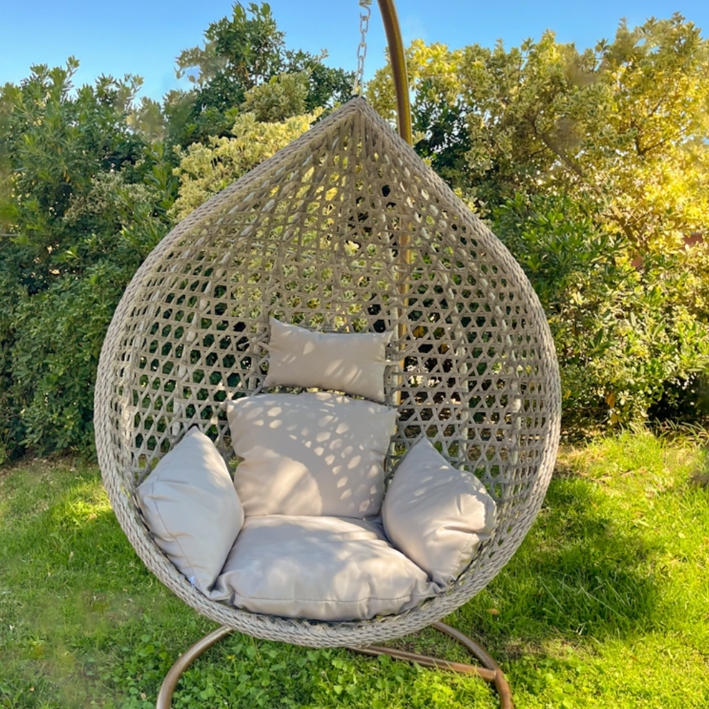SILLA COLGANTE GRIS / PLOMA CON COJIN-4