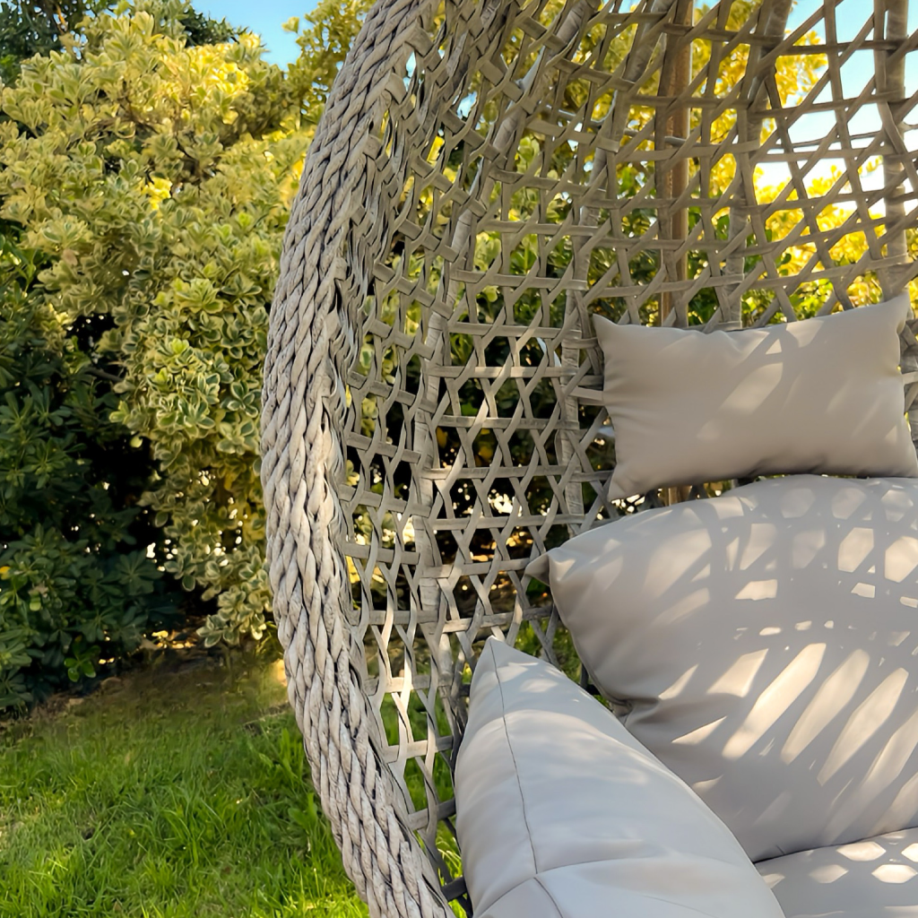 SILLA COLGANTE GRIS / PLOMA CON COJIN-5