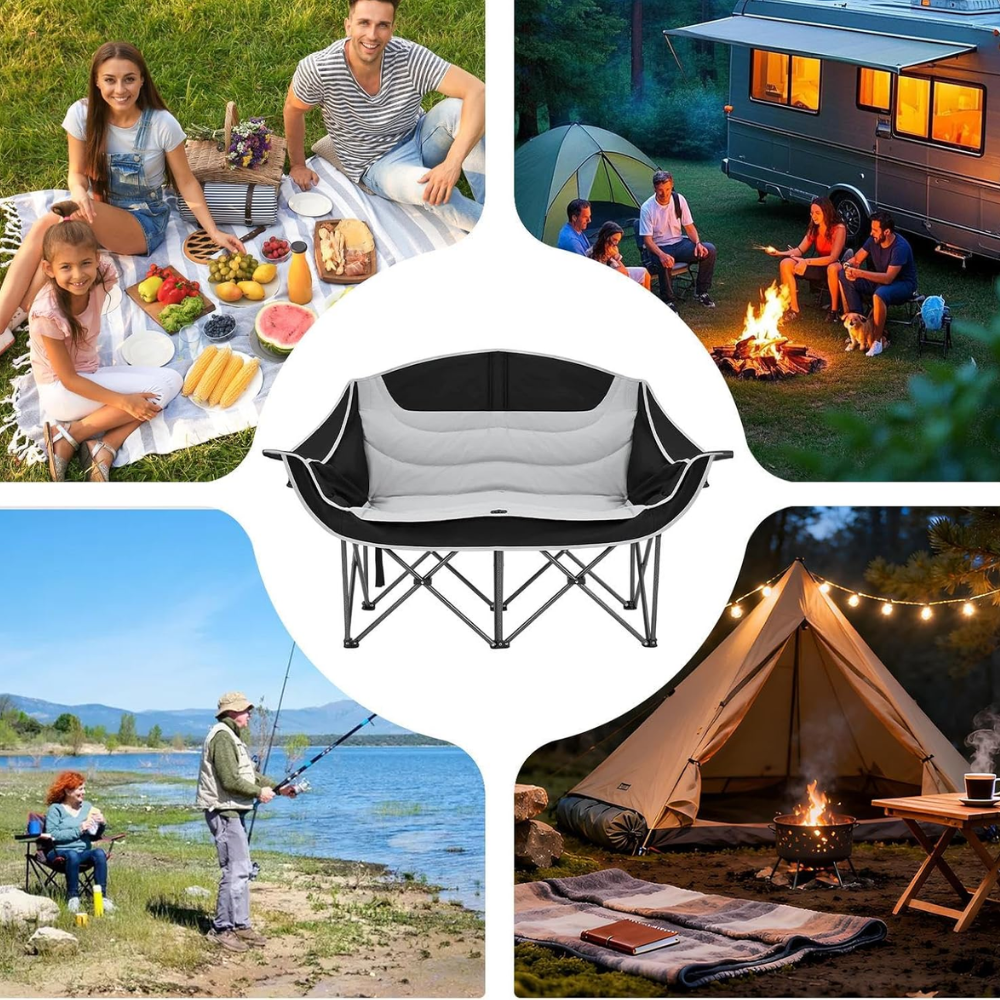 Silla de Camping plegable Doble Acolchada-3