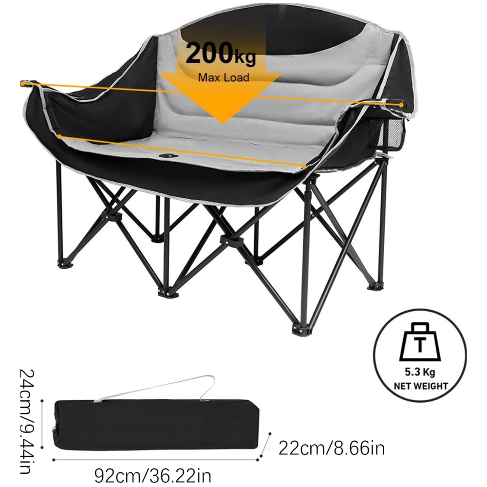 Silla de Camping plegable Doble Acolchada-4