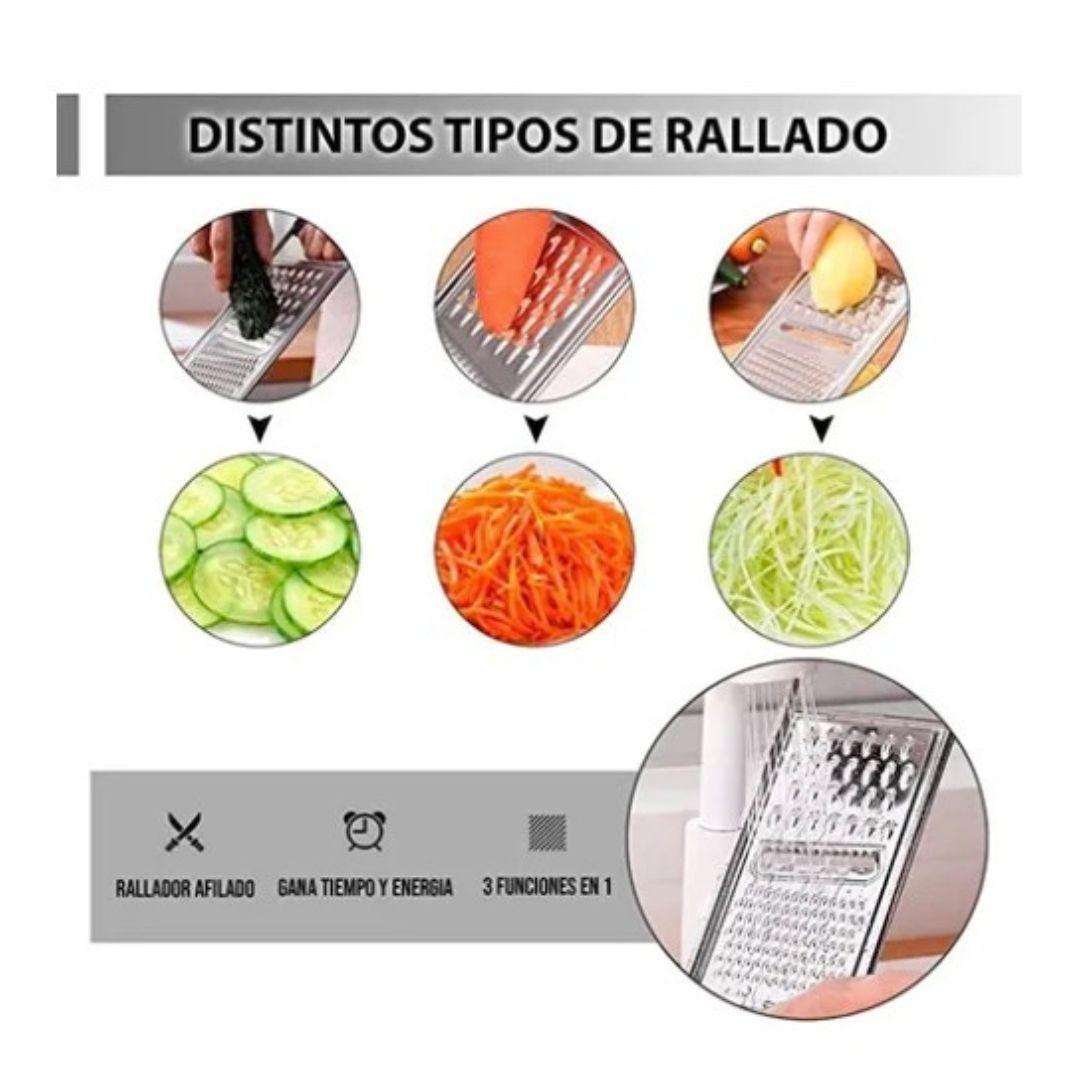 Rallador Plano De Cocina Profesional 3 En 1 Acero Inoxidable-2