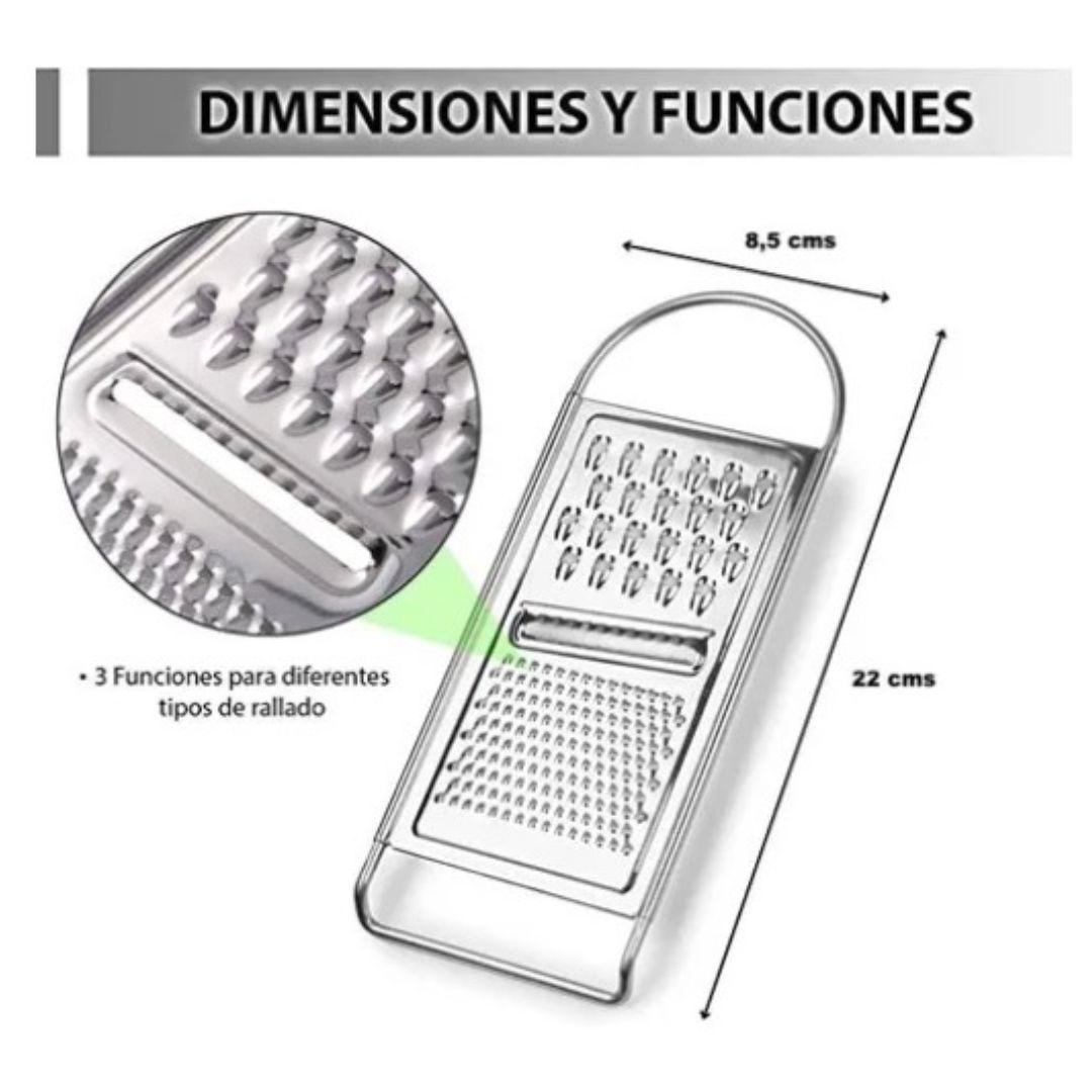 Rallador Plano De Cocina Profesional 3 En 1 Acero Inoxidable-1