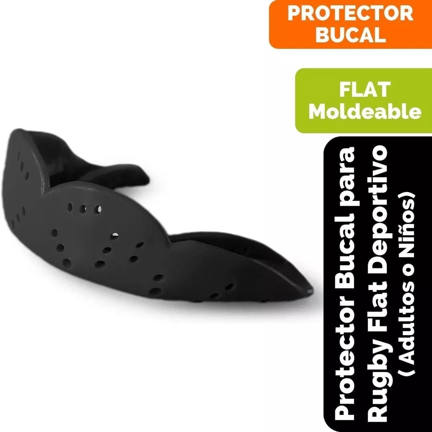 Protector Bucal Flat Aero. +10 Años. Altura 1,5 - 1,8m Rugby Negro-5