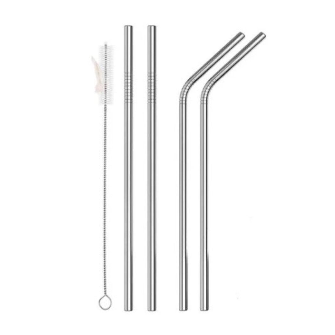 4 Bombillas De Acero Inox + Cepillo Reutilizable Ecológico-0