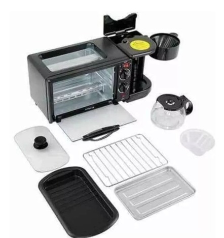 Horno 3 En 1 Maquina De Desayuno Sarten Cafetera Mini Horno-2