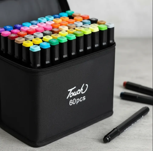 Set X60 Marcadores Plumones Artisticos Doble Punta Touch Negro-5