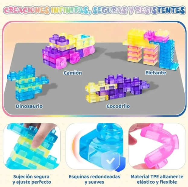 Magic Gummy Bloc Bloques Construcci n Armables Gel 40 Piezas-2