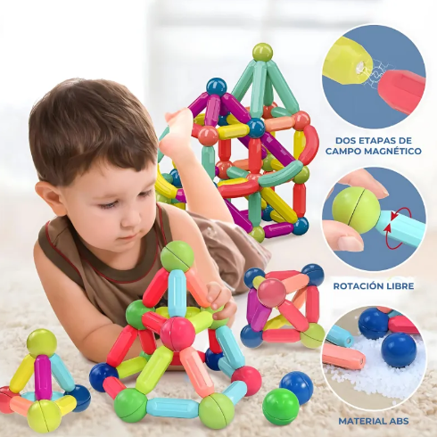 Set De Bloques Magnéticos 36pz Varillas Imantada Para Niños-2