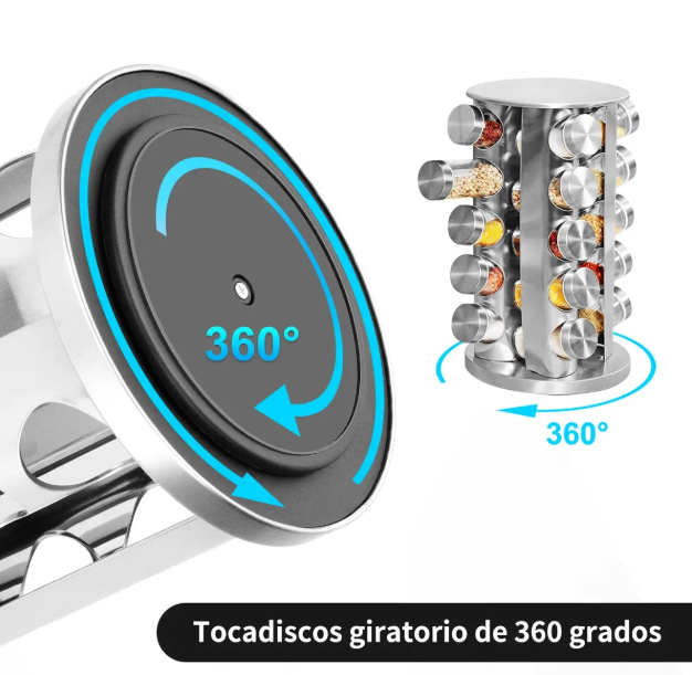 Especiero Condimentos Giratorio Met lico 20 Frascos-3