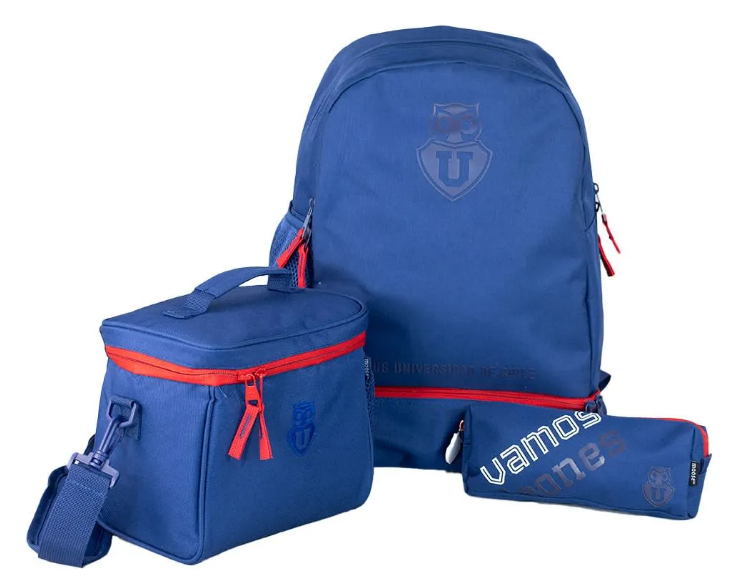 Promo Pack Escolar U De Chile Mochila Lonchera Estuche Azul U Chile-6