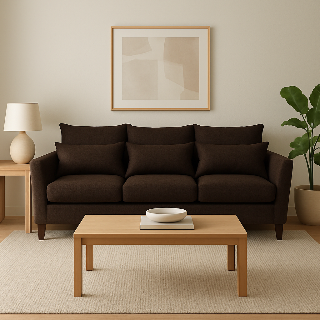 Sofá 3 Cuerpos Petra Café Tela – Confort y Estilo para tu Hogar-2