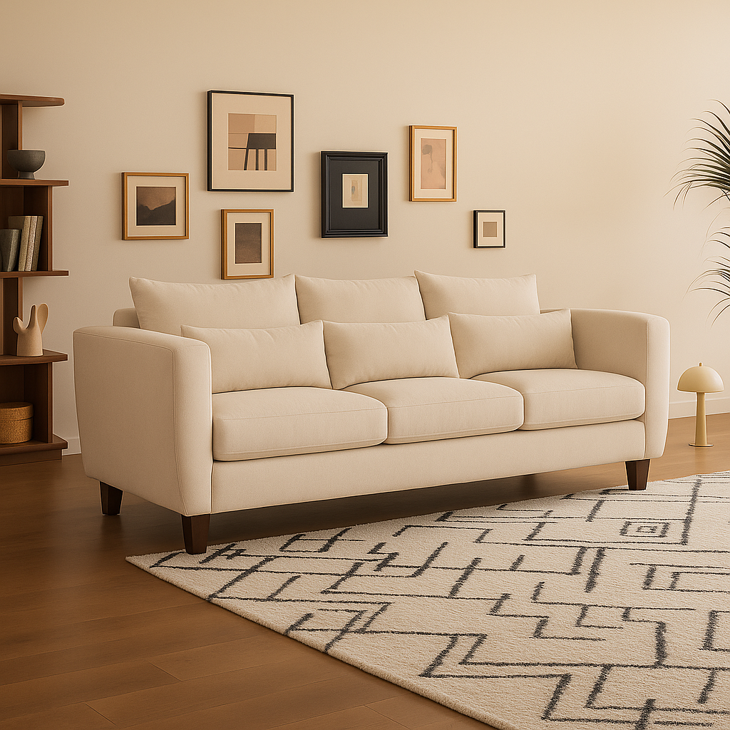 Sofá 3 Cuerpos Porter Beige Tela – Confort y Estilo para tu Hogar-0