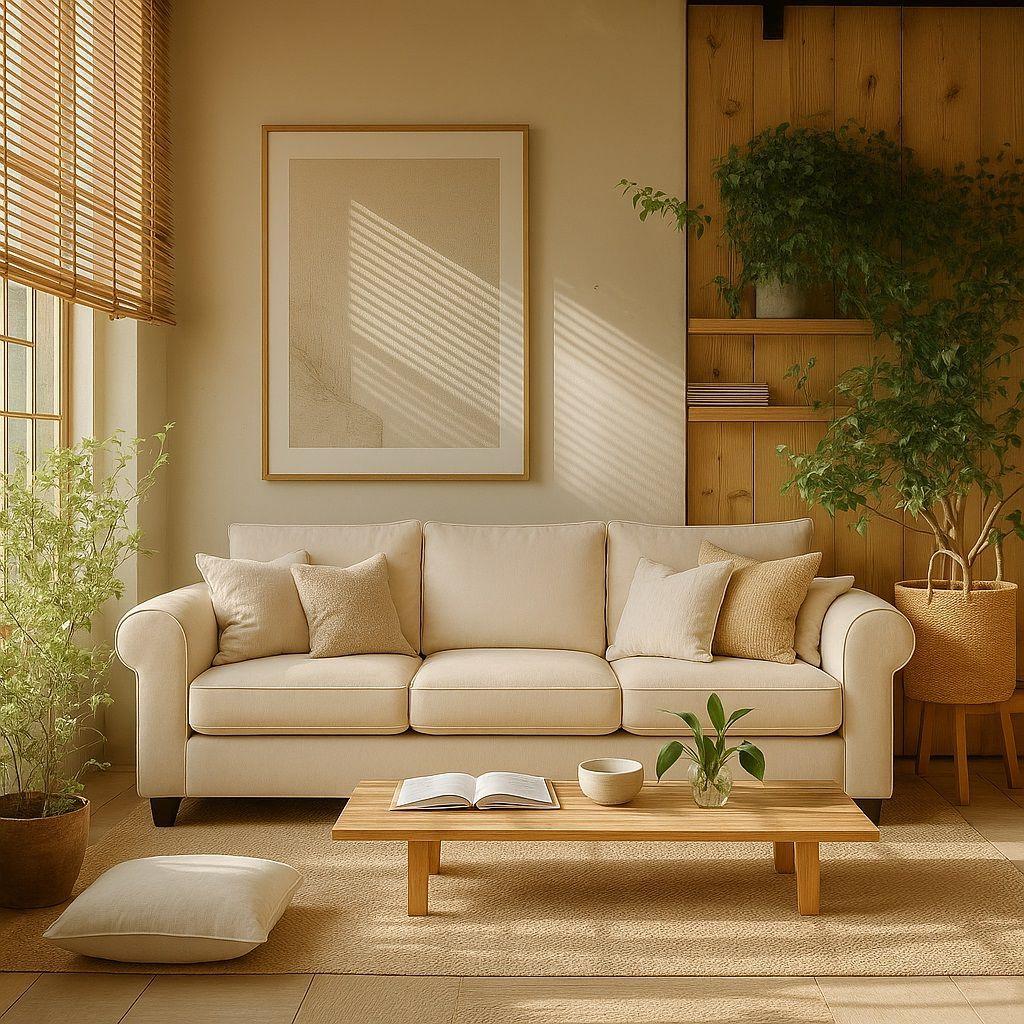 Sofá 3 Cuerpos Pavia Beige Tela – Confort y Estilo para tu Hogar-3