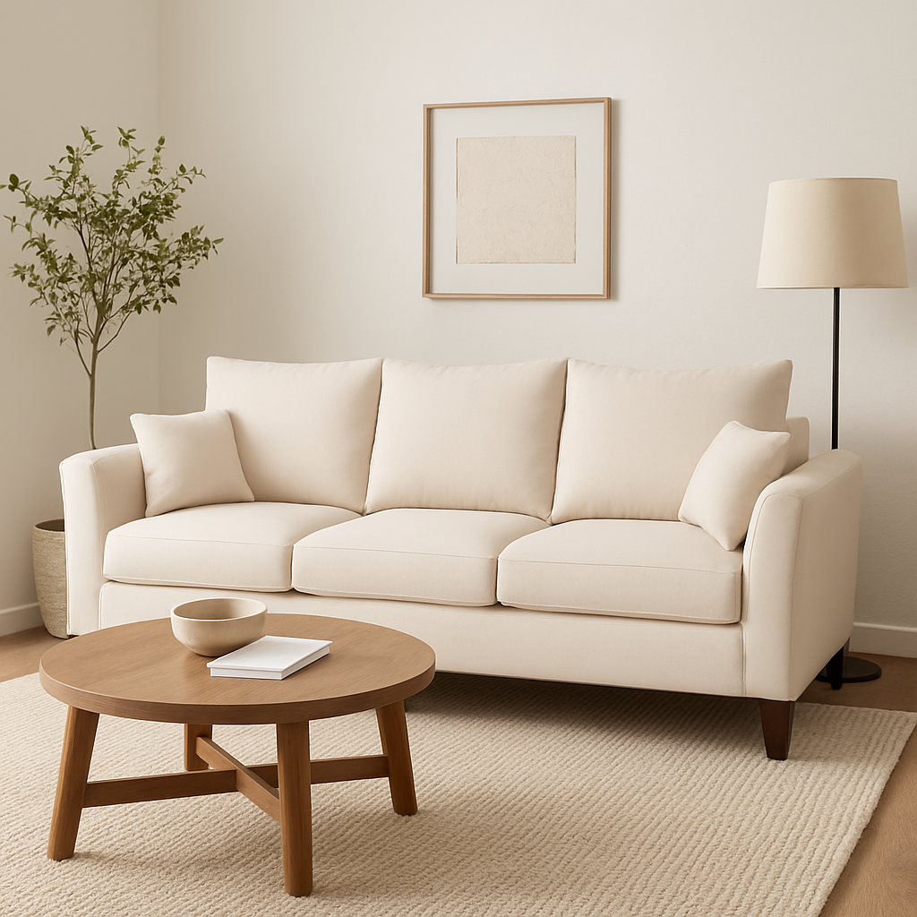 Sofá 3 y 2 Cuerpos Petra en Tela Beige, Set para Living-3