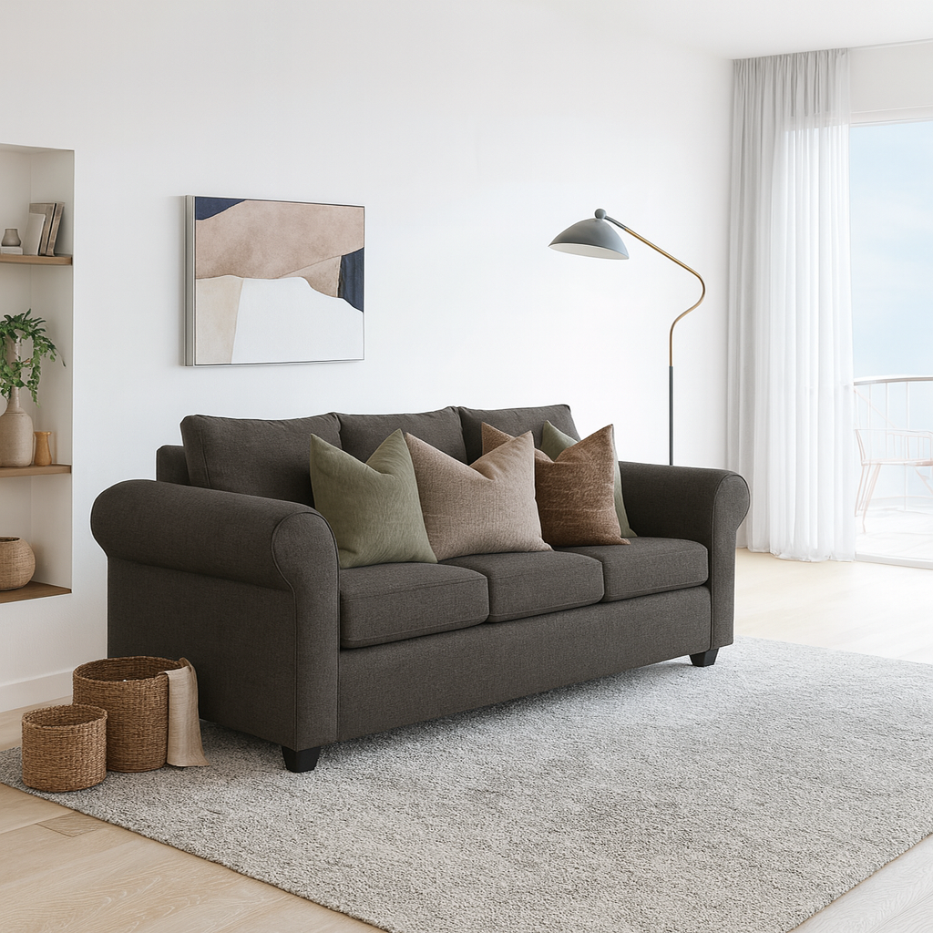 Sofá 3 Cuerpos Pavia Gris Oscuro Tela – Confort y Estilo para tu Hogar-2