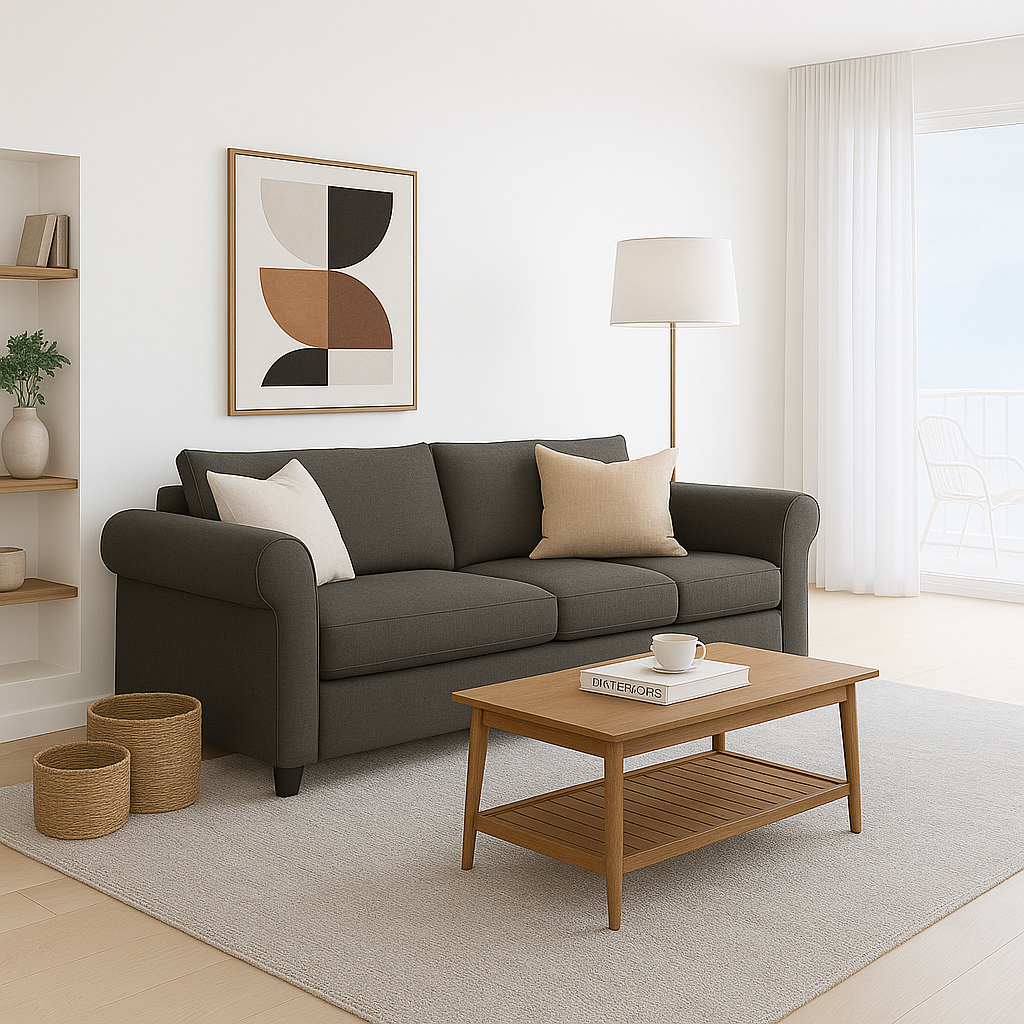 Sofá 3 Cuerpos Pavia Gris Oscuro Tela – Confort y Estilo para tu Hogar-3