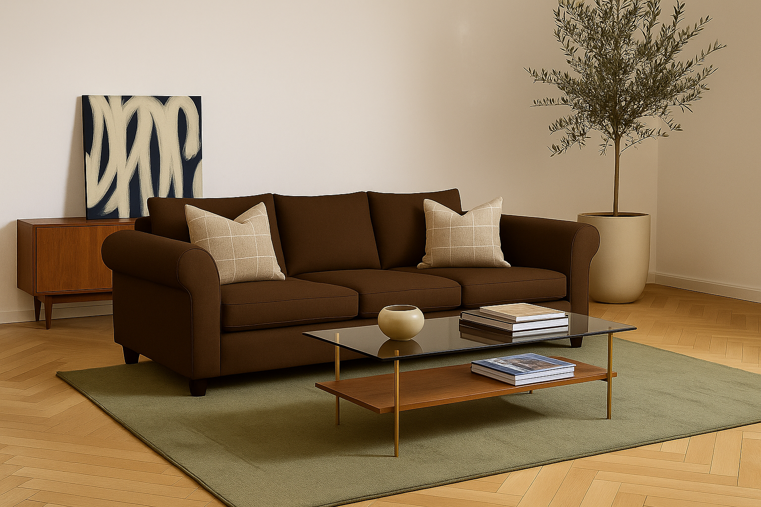 Sofá 3 Cuerpos Pavia Café Tela – Confort y Estilo para tu Hogar-2