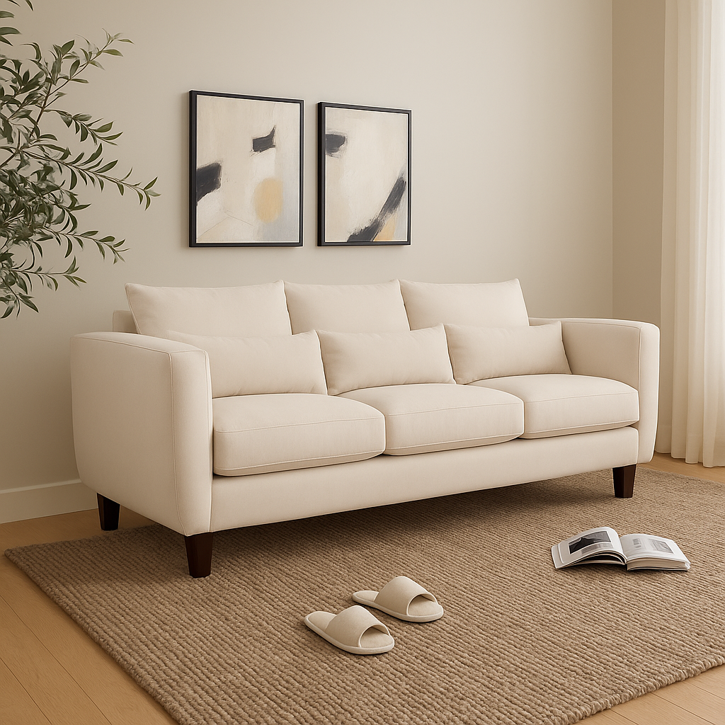Sofá 3 y 2 Cuerpos Porter en Tela Beige, Set para Living-2