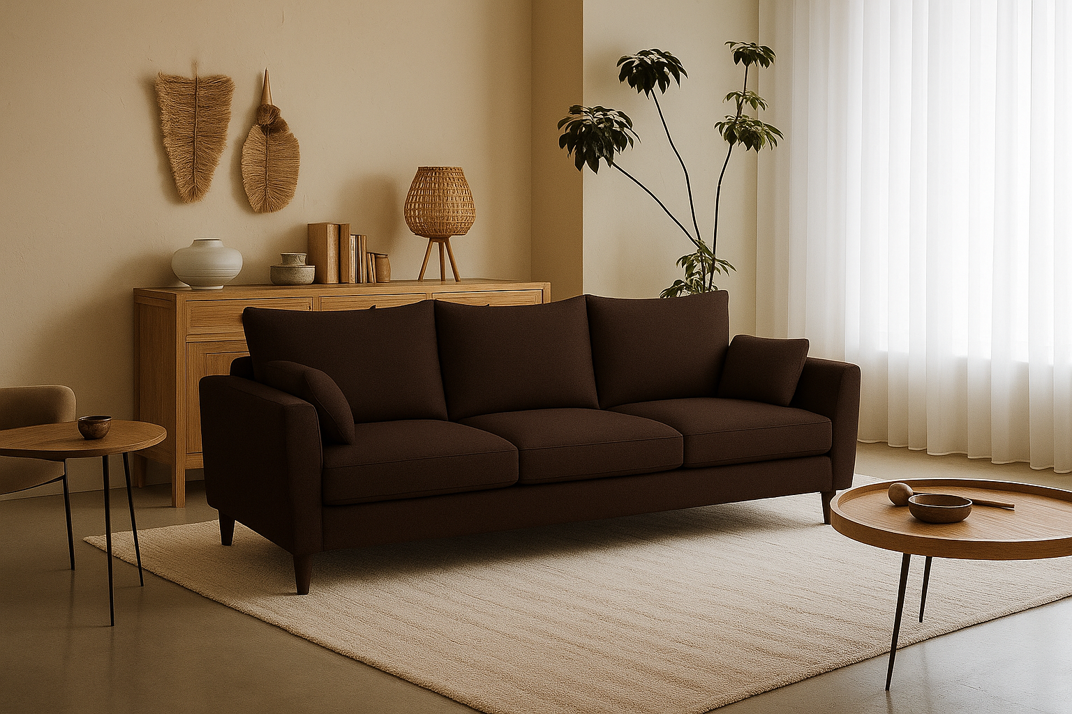 Sofá 3 Cuerpos Palais Café Tela – Confort y Estilo para tu Hogar-2