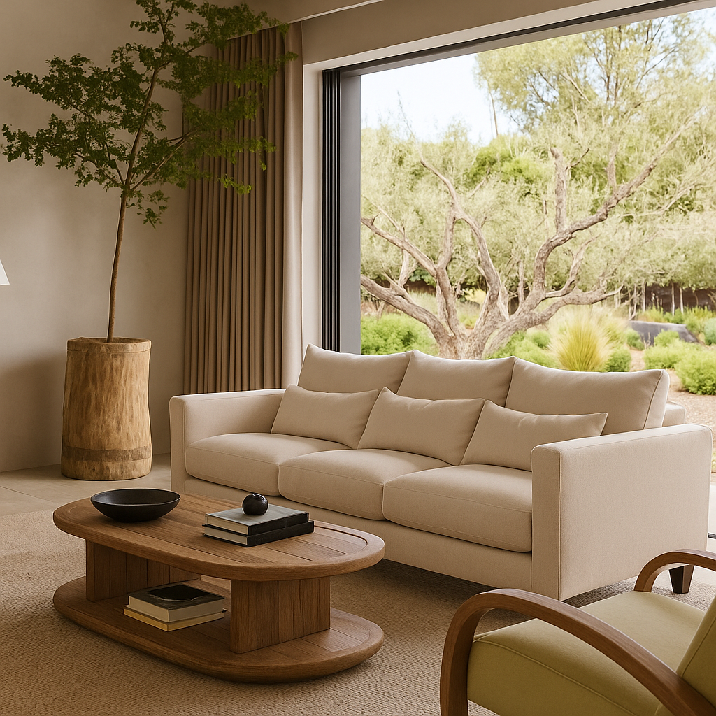 Sofá 3 Cuerpos Palais Beige Tela – Confort y Estilo para tu Hogar-2