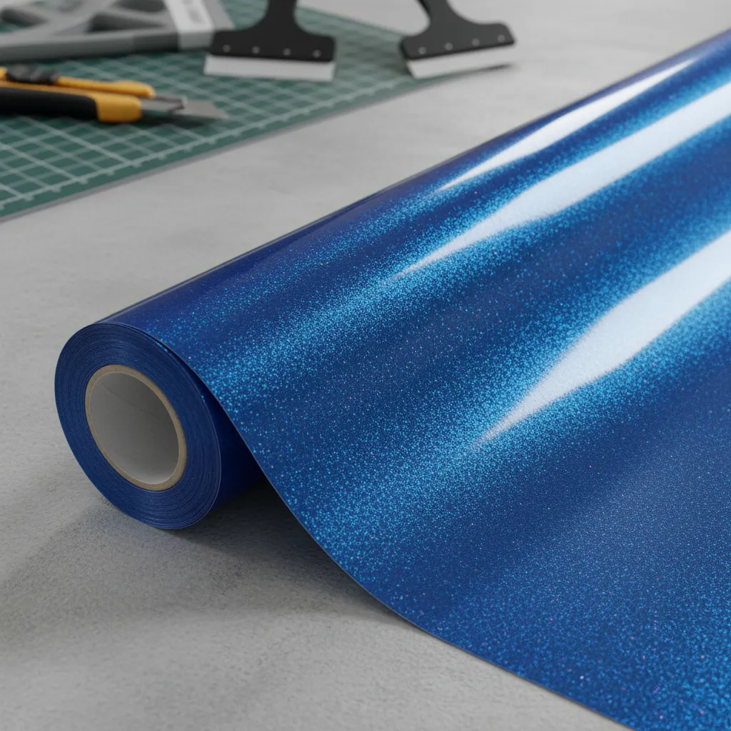 Vinilos Adhesivos De Corte Holograficos Azul Escarcha 61 Cms X Mts-2