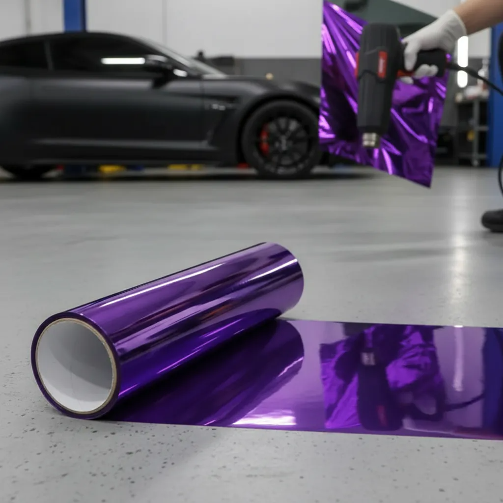 Vinilo Optico Para Focos Auto 30 Cm X 2 Metros Morado Tornasol-1
