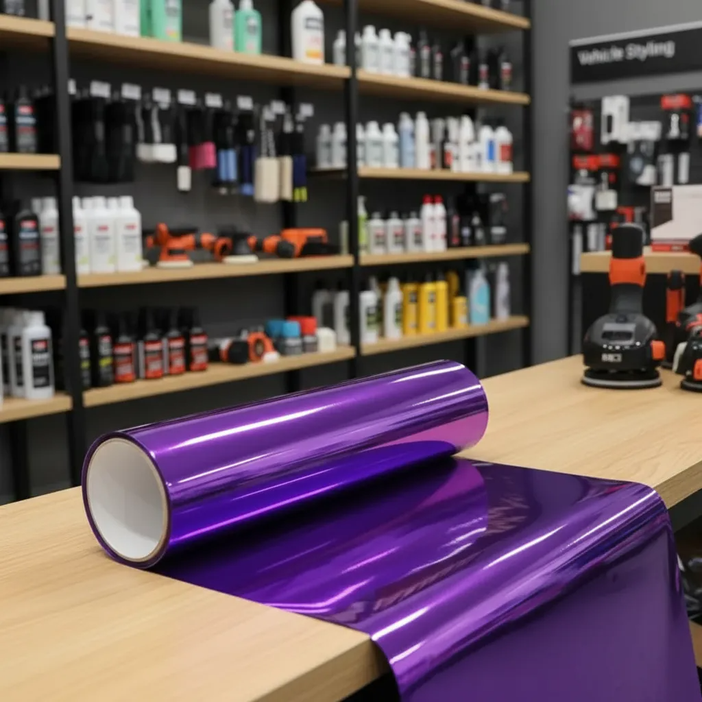Vinilo Optico Para Focos Auto 30 Cm X 2 Metros Morado Tornasol-2