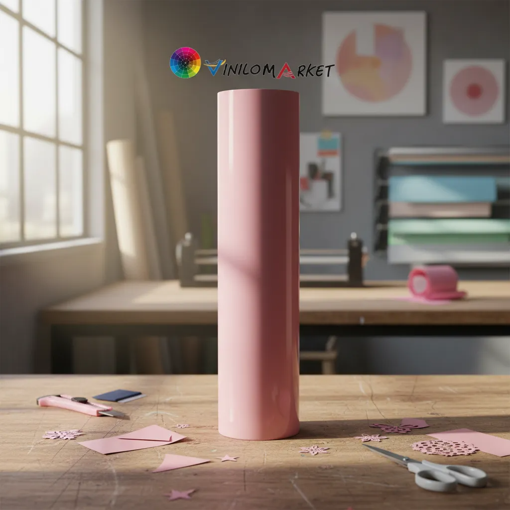Vinilo Adhesivo De Corte Rosado Suave Brillante De 30 Cm X 10 Mts-4