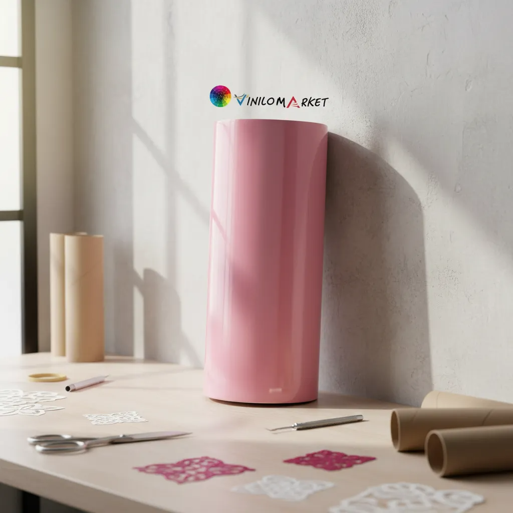 Vinilo Adhesivo De Corte Rosado Suave Brillante De 30 Cm X 10 Mts-5