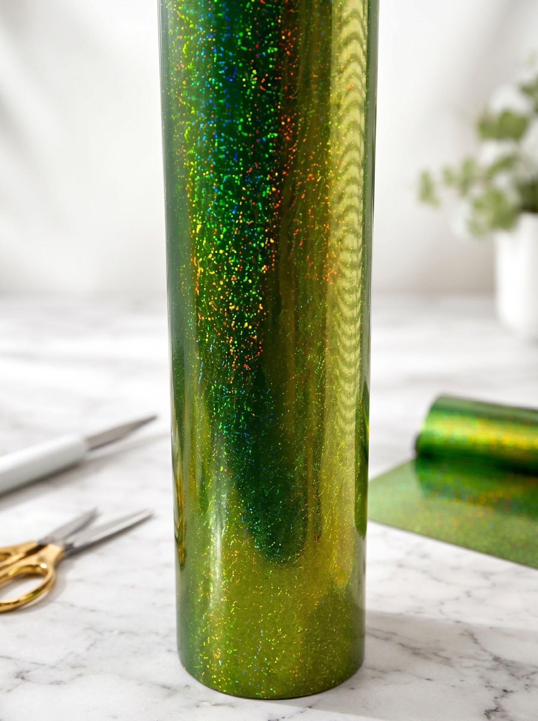 Vinilos Adhesivos De Corte Holograficos Verde Escarcha 61 Cms X Mts-2