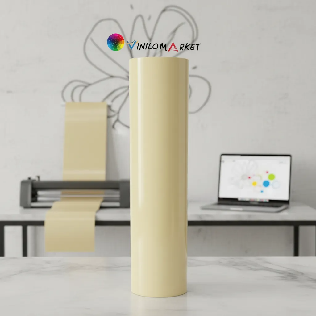 Vinilos Adhesivos De Corte Beige Brillante 61 Cms X Mts-2