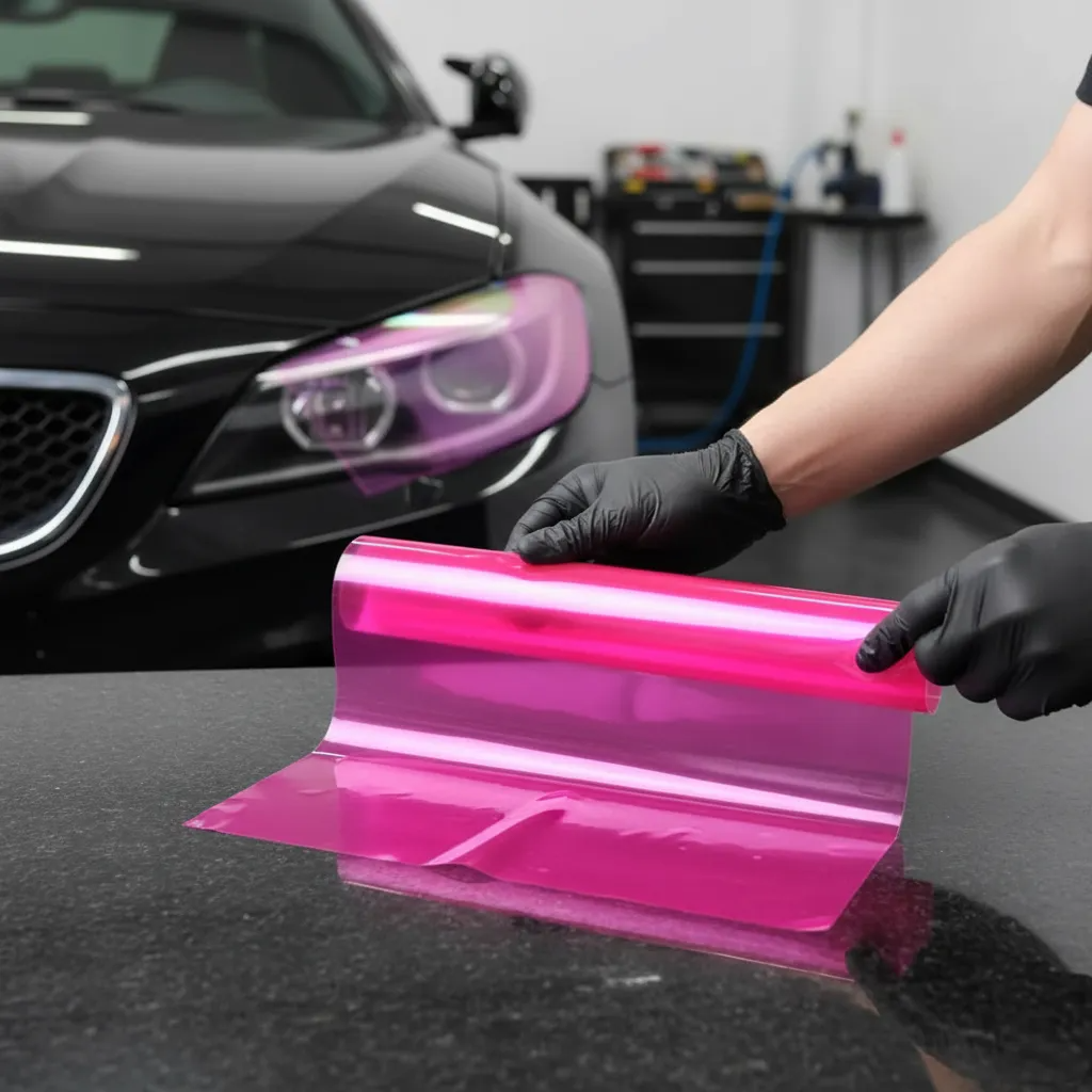 Vinilo Optico Para Focos Auto 30 Cm X 2 Metros Color Rosa-1