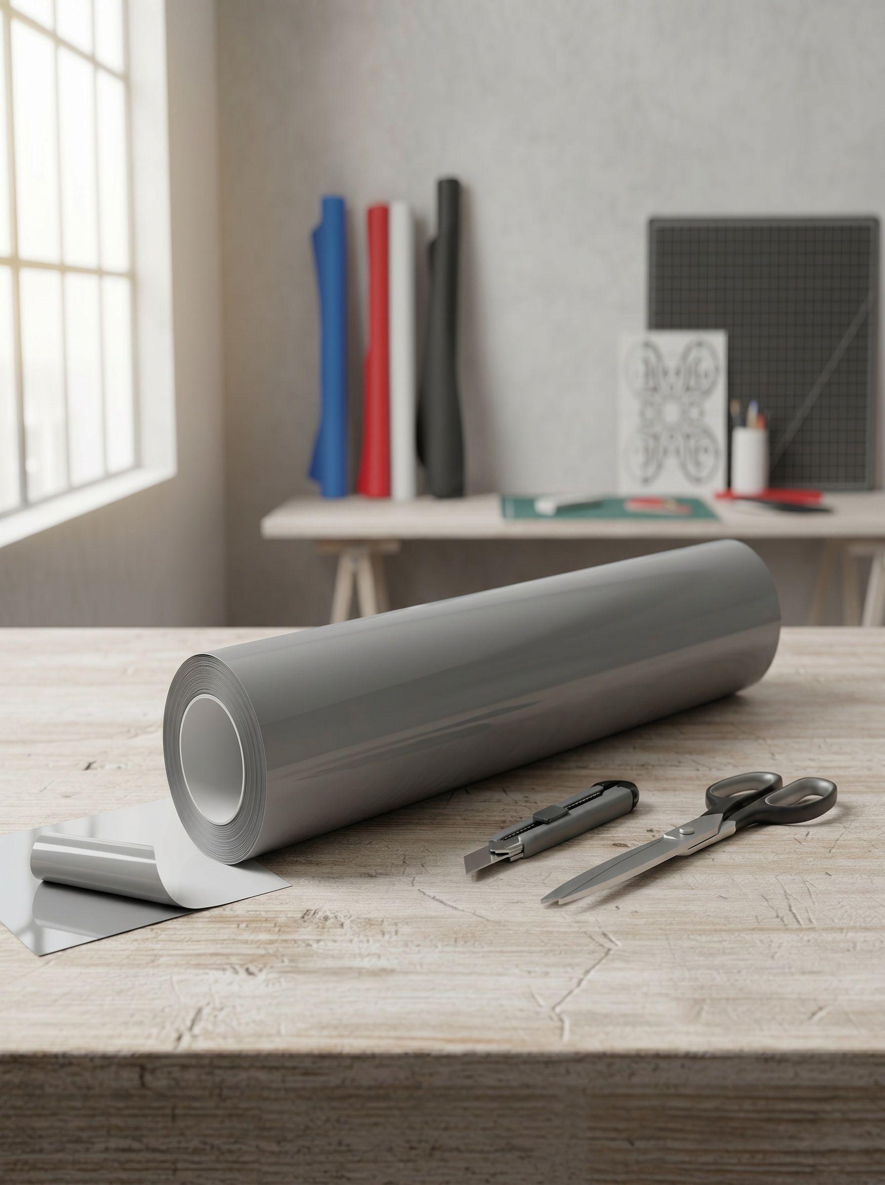 Vinilos Adhesivos De Corte Gris Tele 61 Cms X 5 Mts-2