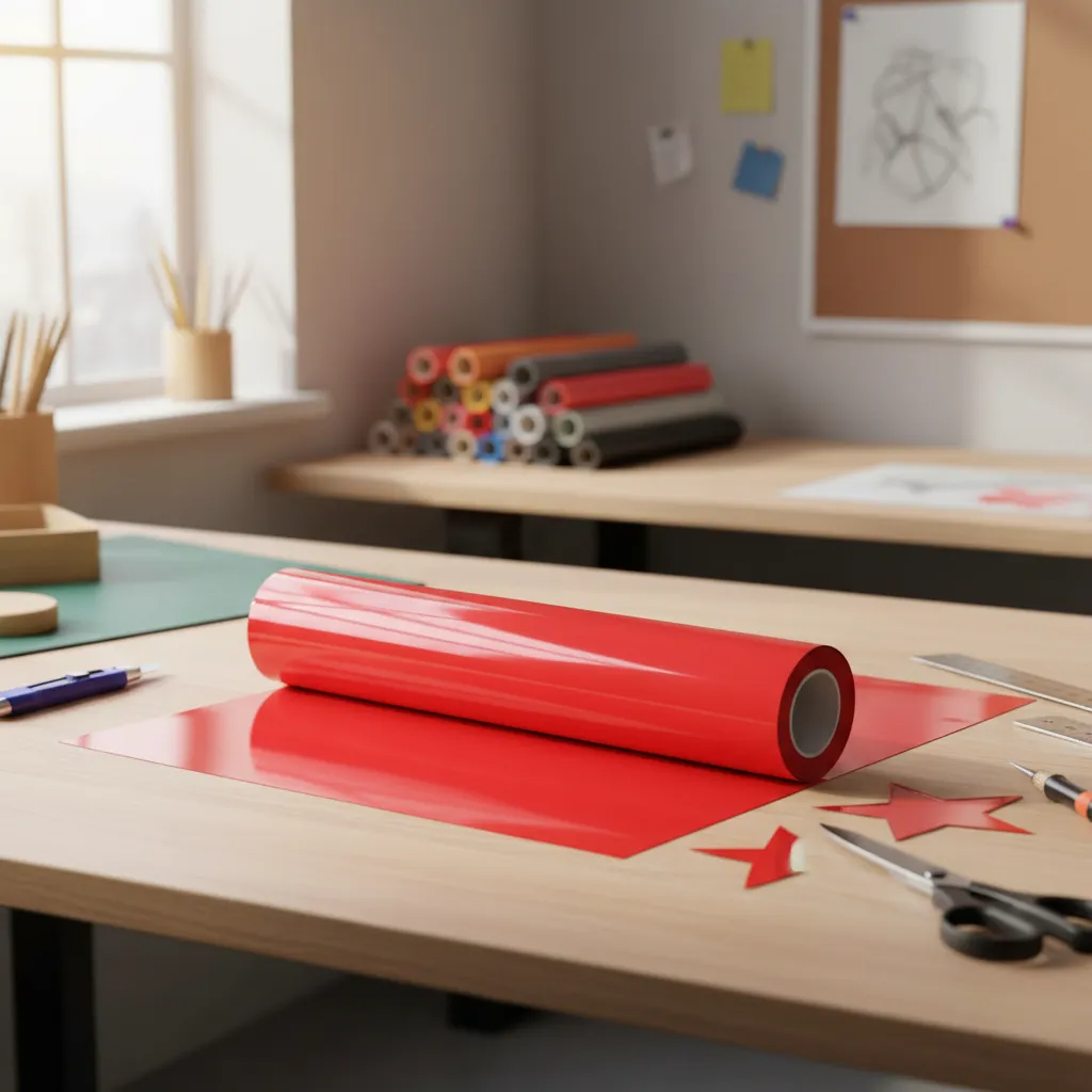 Vinilo Adhesivo De Corte Decorativo Rojo Amapola 30 Cms X 5 Mts-2