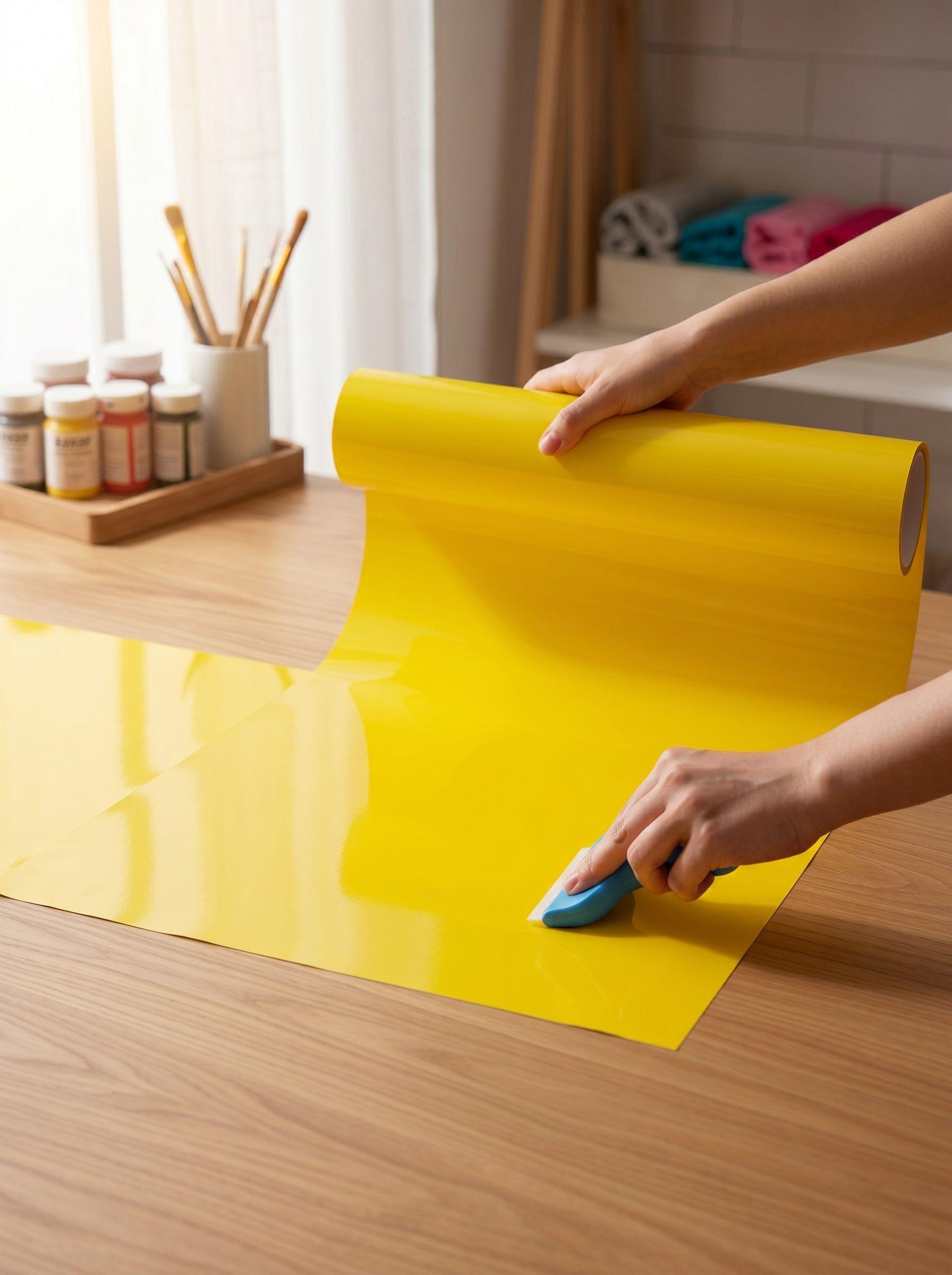 Vinilo Adhesivo De Corte Amarillo Suave Brillante De 30 Cm X 10 Mts-1