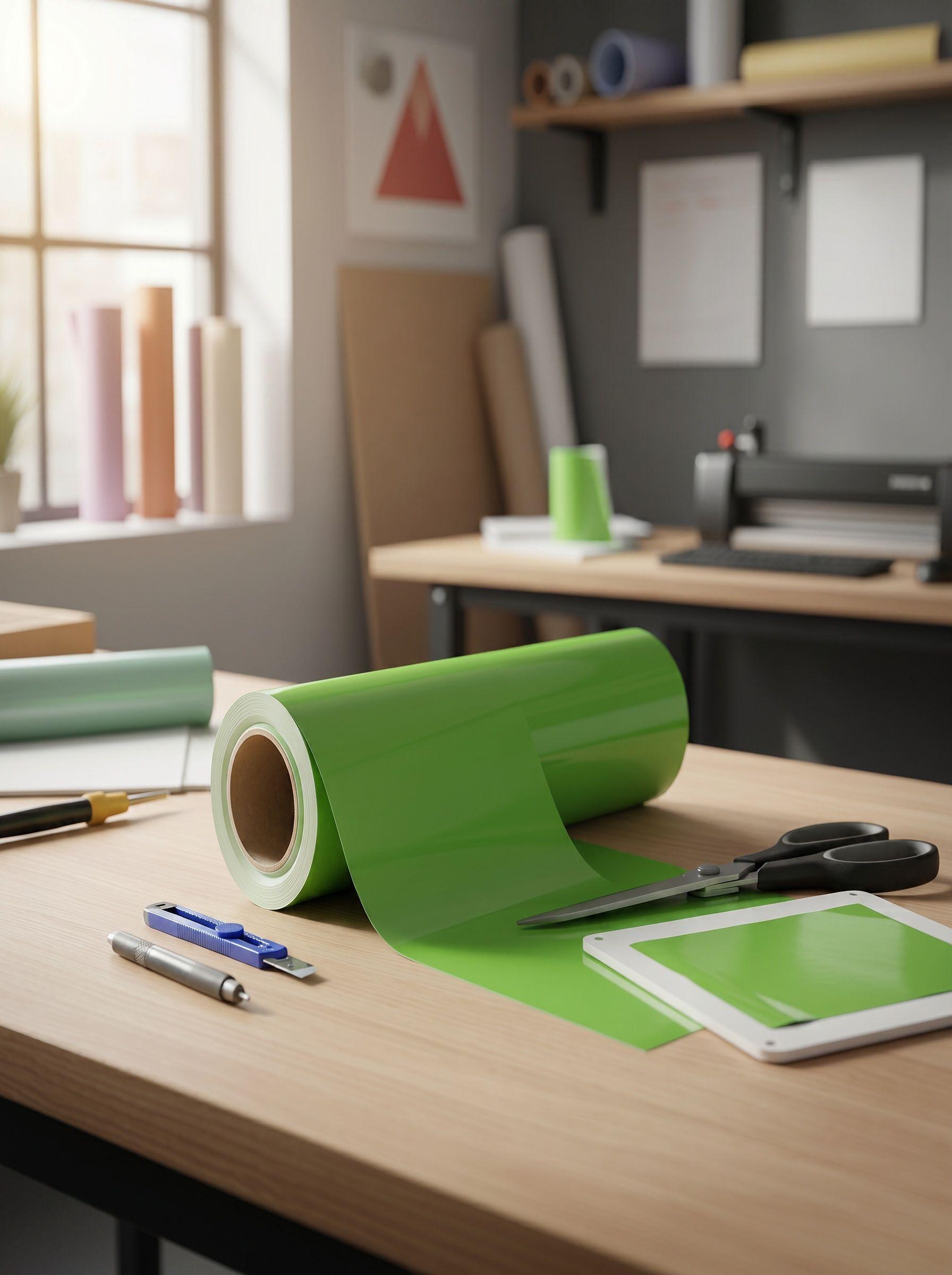 Vinilo Adhesivo De Corte Decorativo Verde Manzana 30 Cms X 5 Mts-2