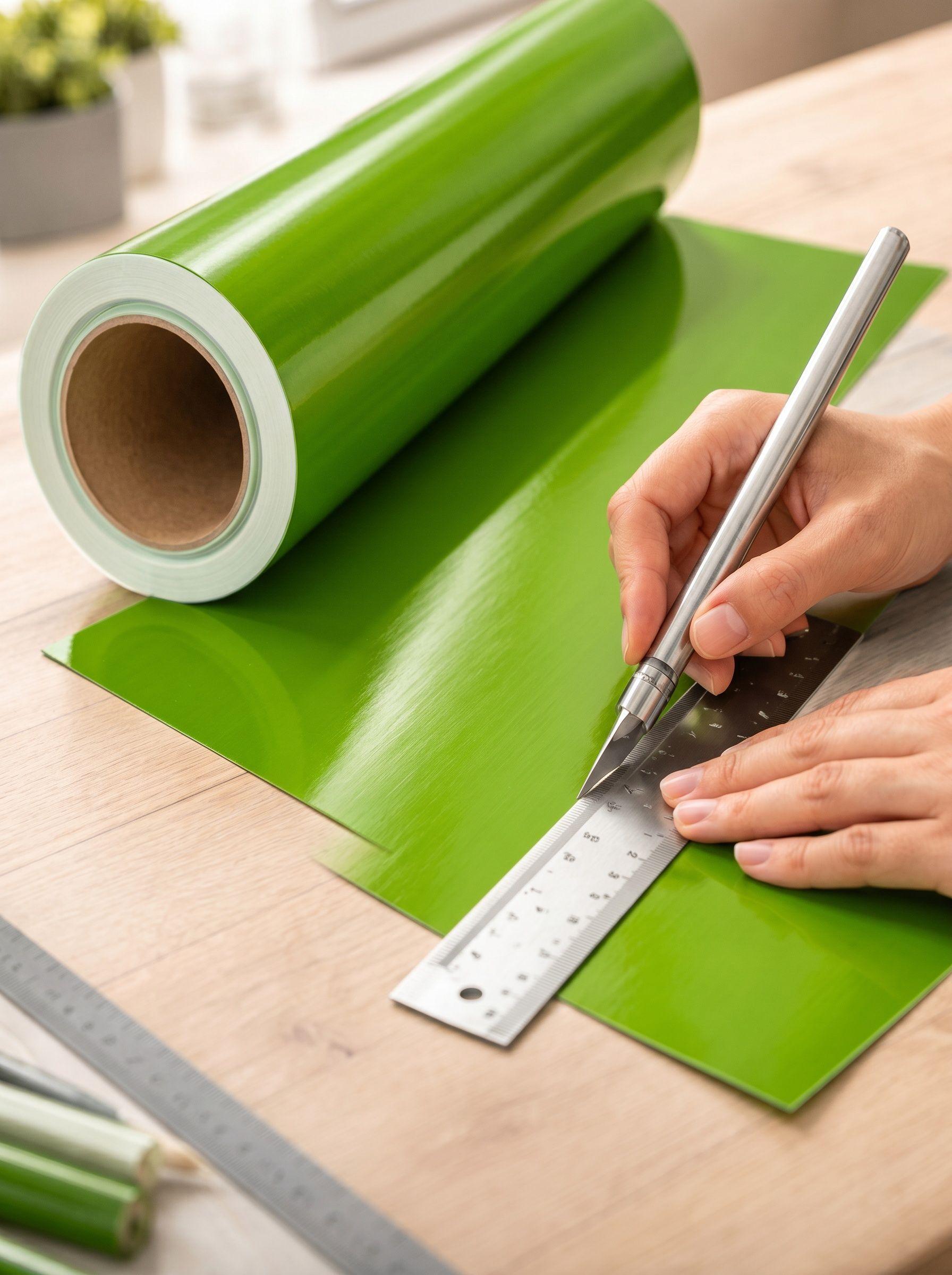 Vinilo Adhesivo De Corte Decorativo Verde Manzana 30 Cms X 5 Mts-3