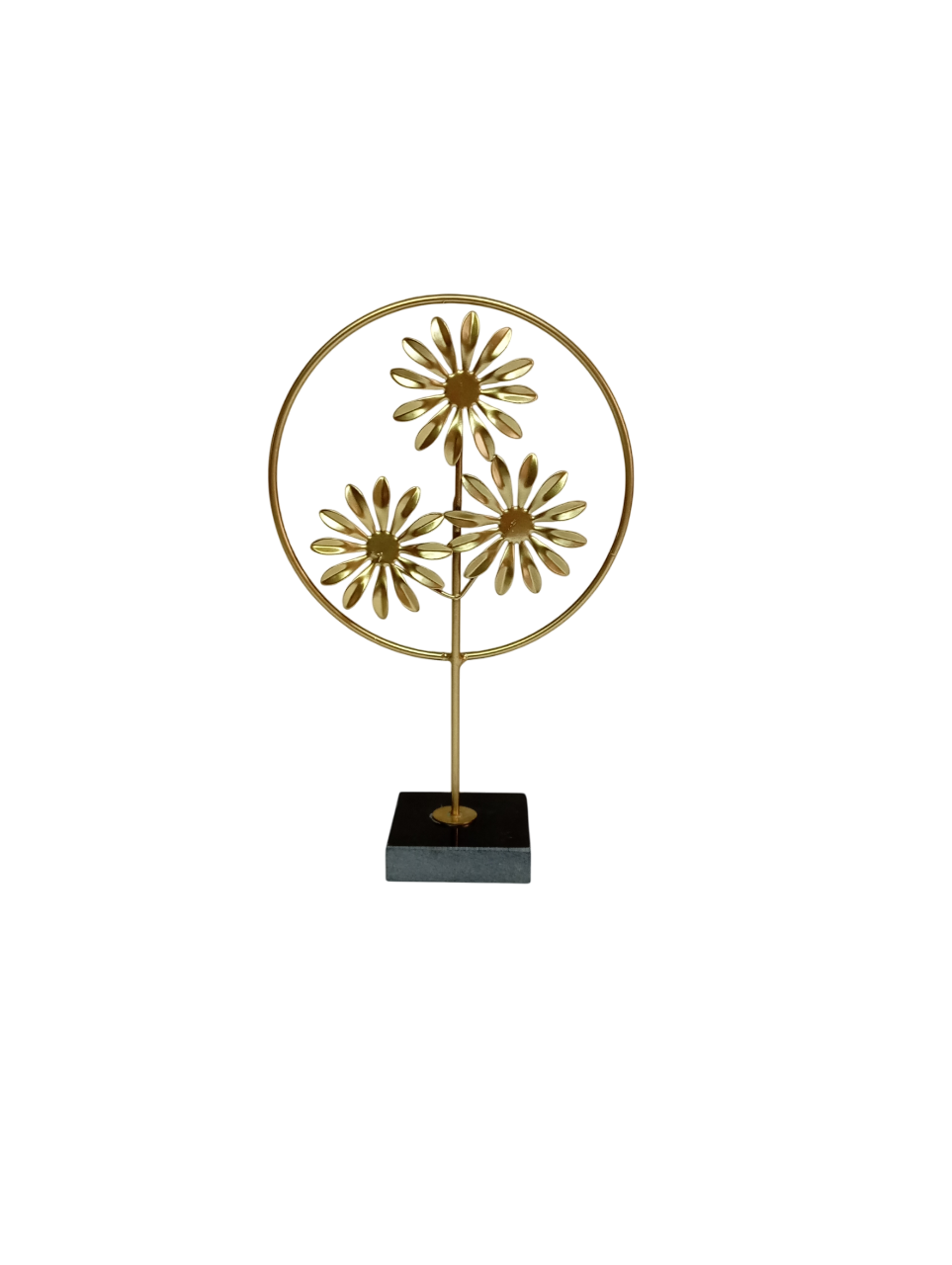 Adorno Flores Con Pedestal Dorado-2