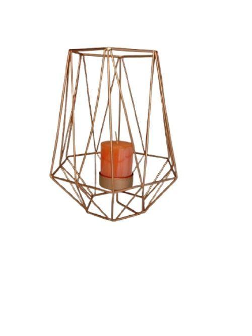 Candelabro Dorado Con Vela-0
