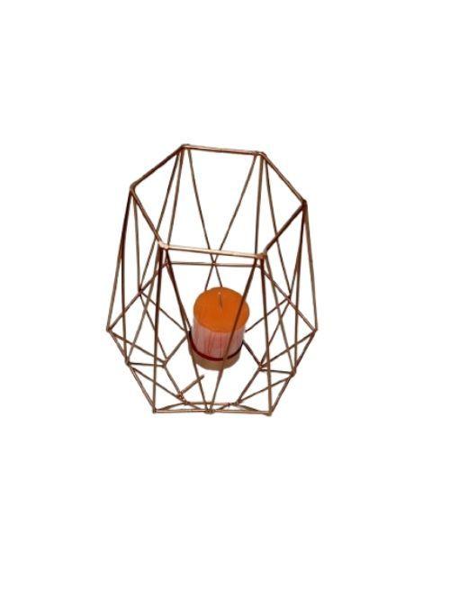 Candelabro Dorado Con Vela-1