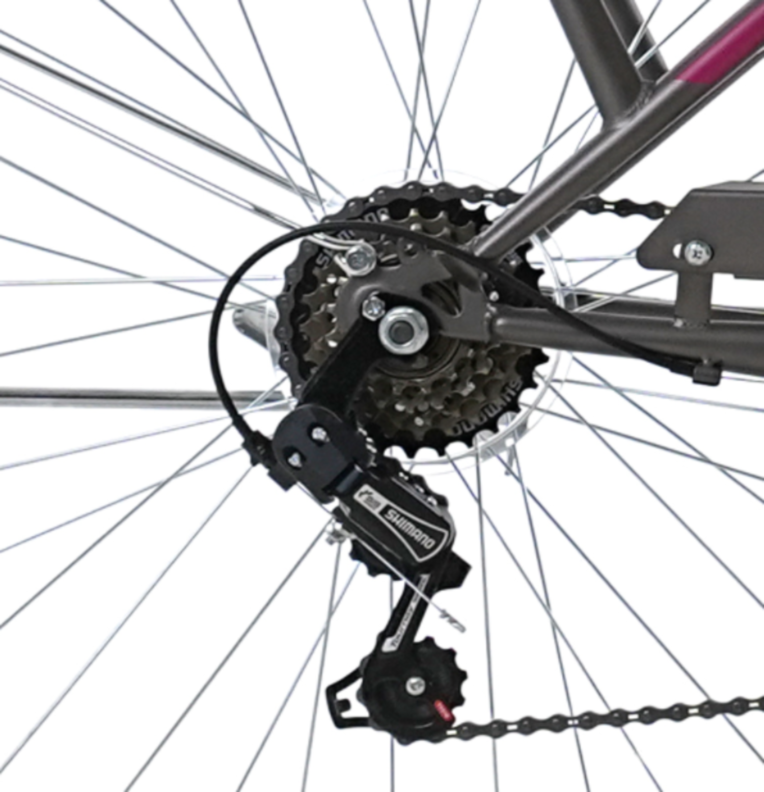 BICICLETA TOTEM CITY DAMA ARO 26 GRIS CON FUCSIA-3