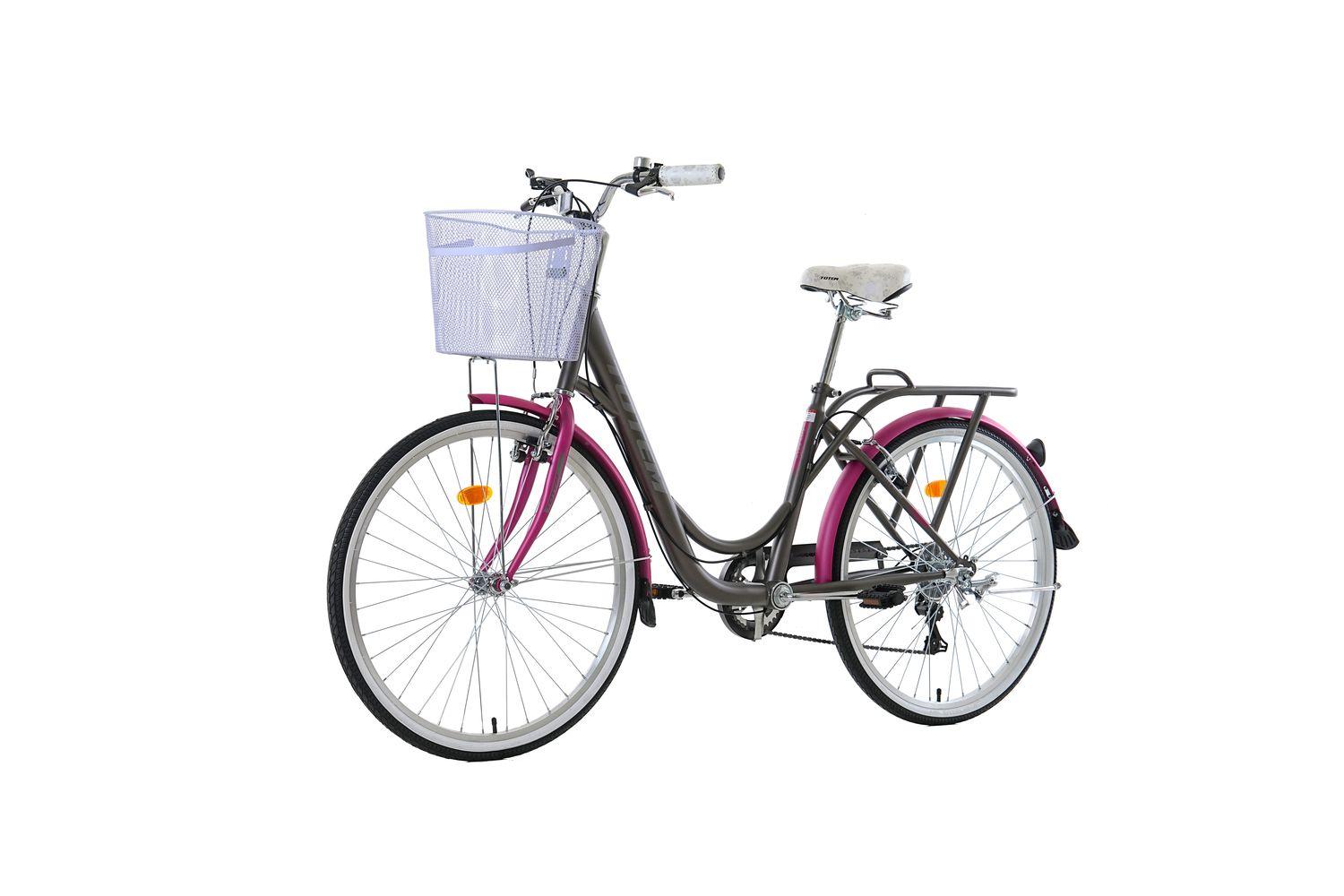BICICLETA TOTEM CITY DAMA ARO 26 GRIS CON FUCSIA-4