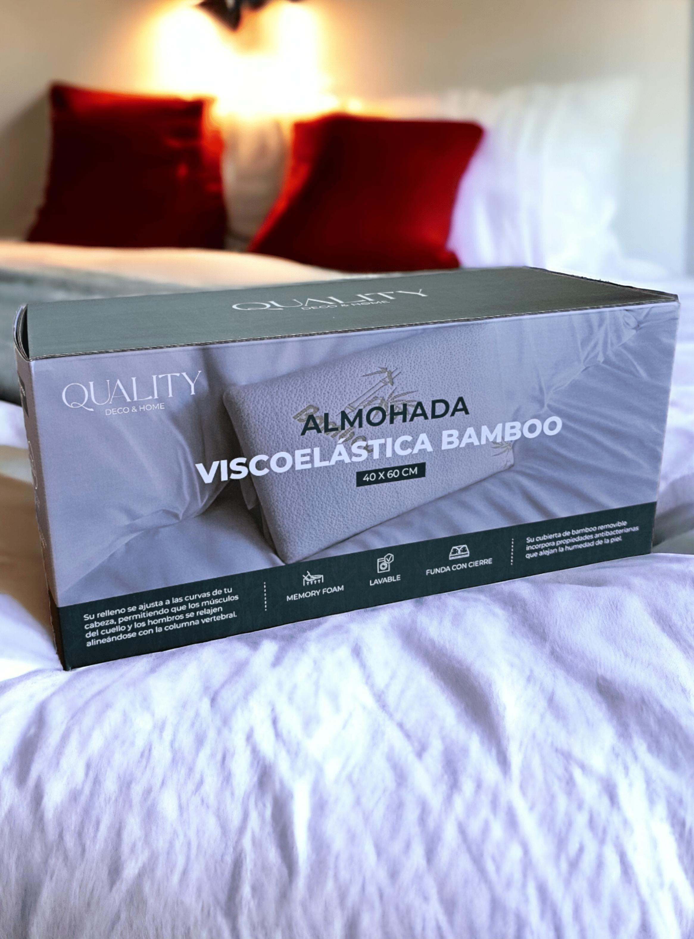 Almohada Viscoelastica de Bamboo 40x60x12cm QualityHome-5