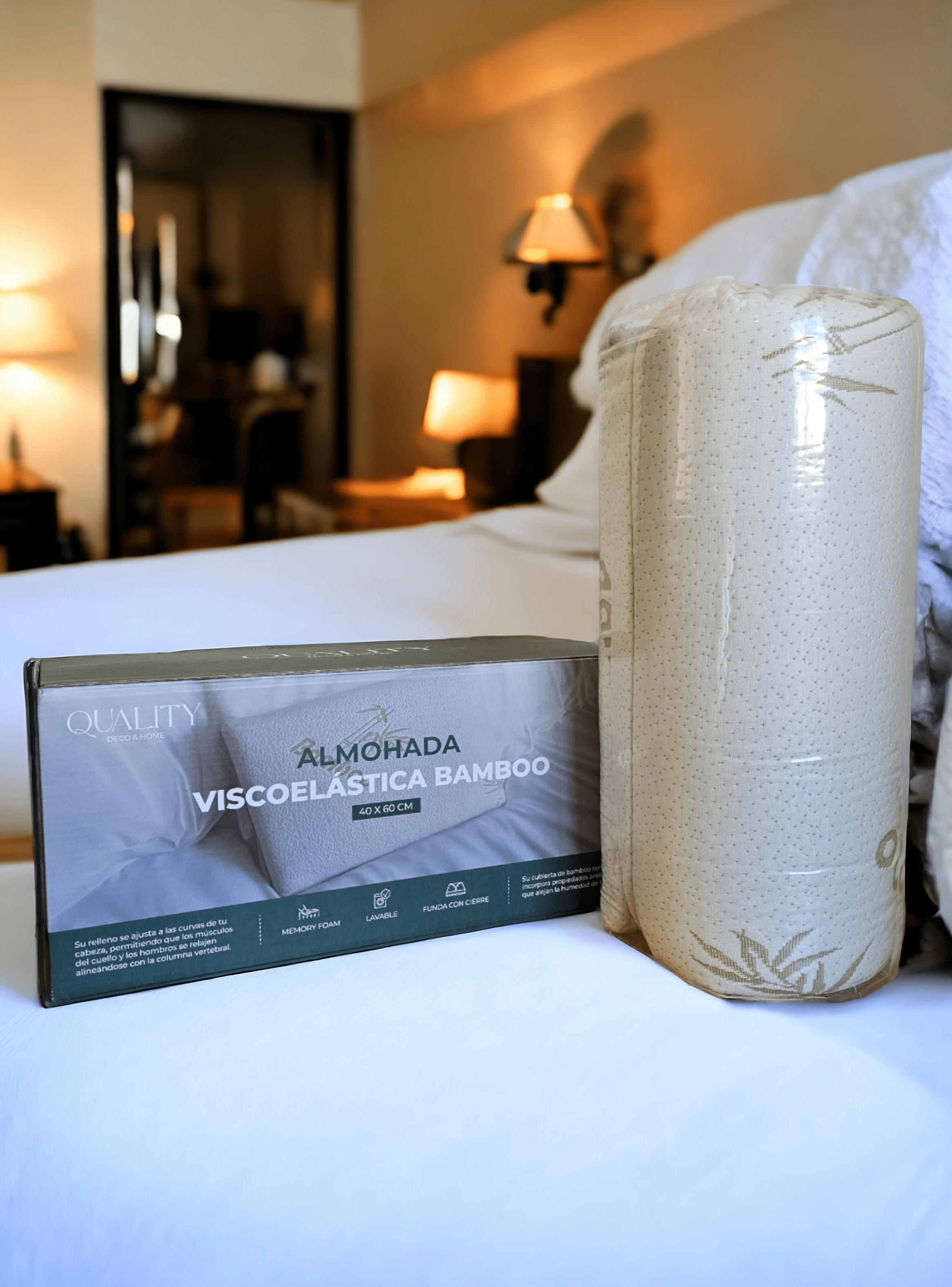 Almohada Viscoelastica de Bamboo 40x60x12cm QualityHome-6